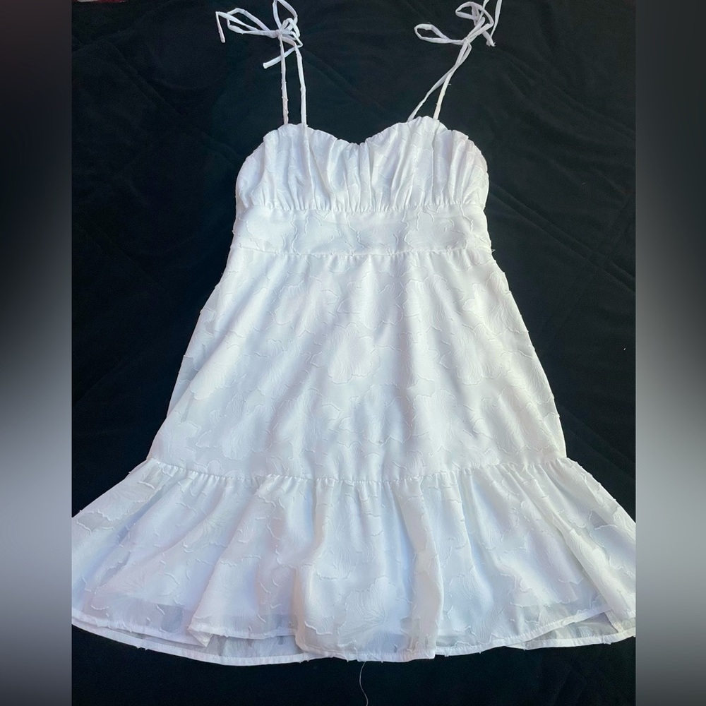 Speechless white dress with floral embellishments
